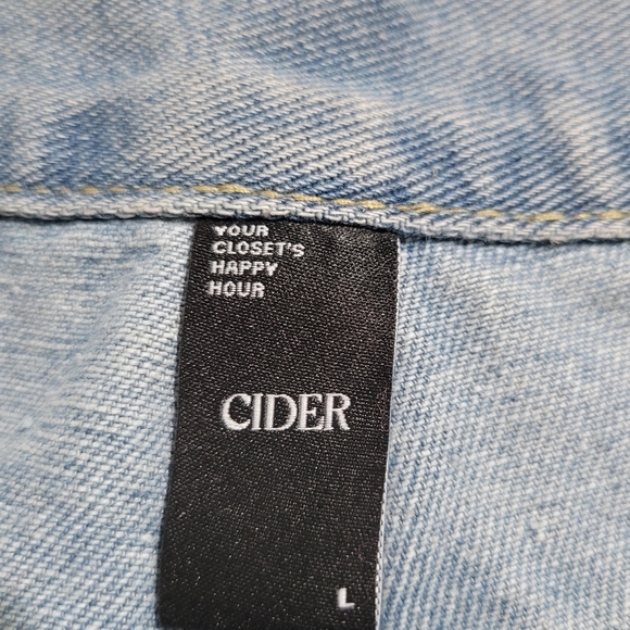 Cider Patchwork Distressed Boyfriend Denim Jeans Size L 15/29 Blue Boho - Picture 15 of 16